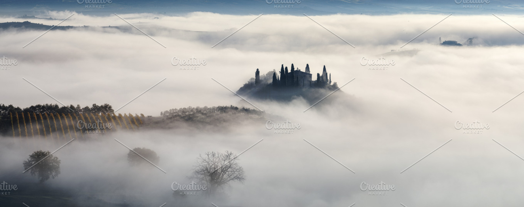 Foggy morning in val d'orcia tif featuring europe, italy, and italia, a Nature Photo by naumenkophotographer