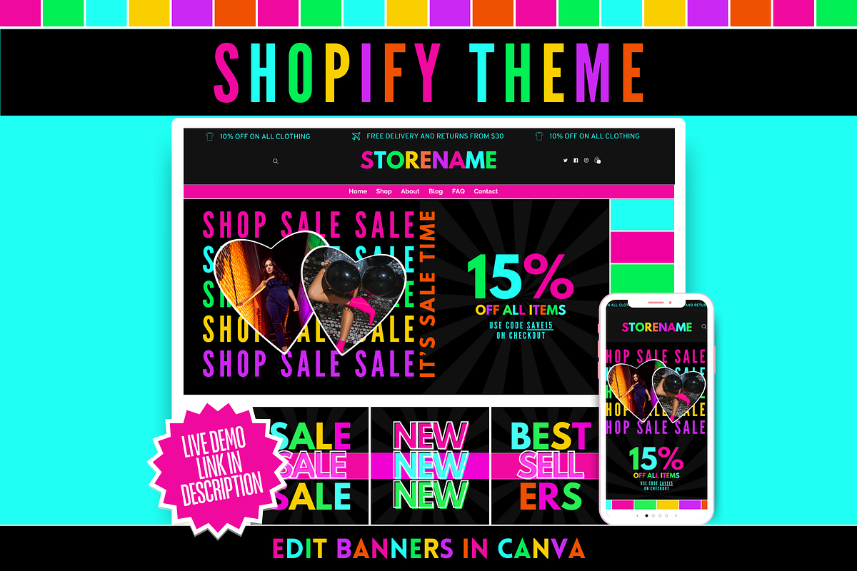 Neon Shopify Theme, a Shopify Template by SunshineStudioBoutique (Photo 1 of 10)