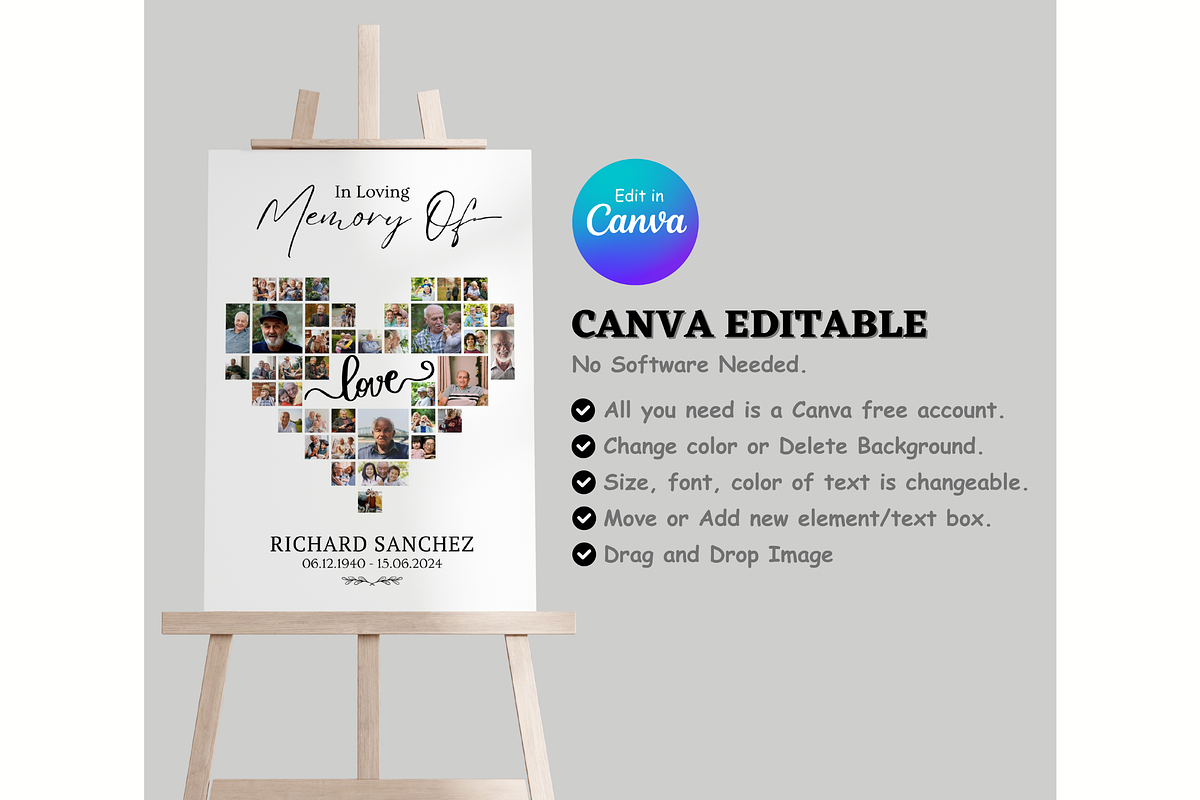 Funeral Heart Collage Templates, a Stationery Template by Coral Beauty (Photo 2 of 5)