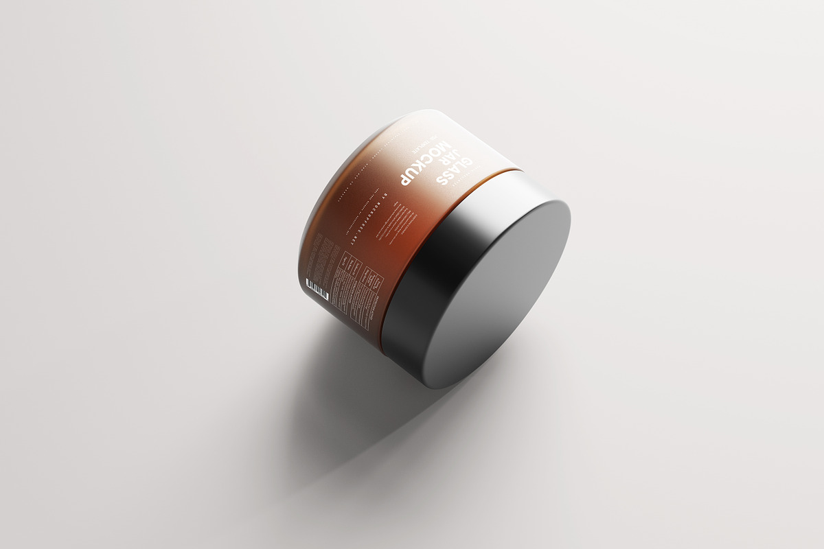 Frosted Amber Glass Jar Mockups, a Packaging Mockup by MockupFree.Net (Photo 4 of 6)