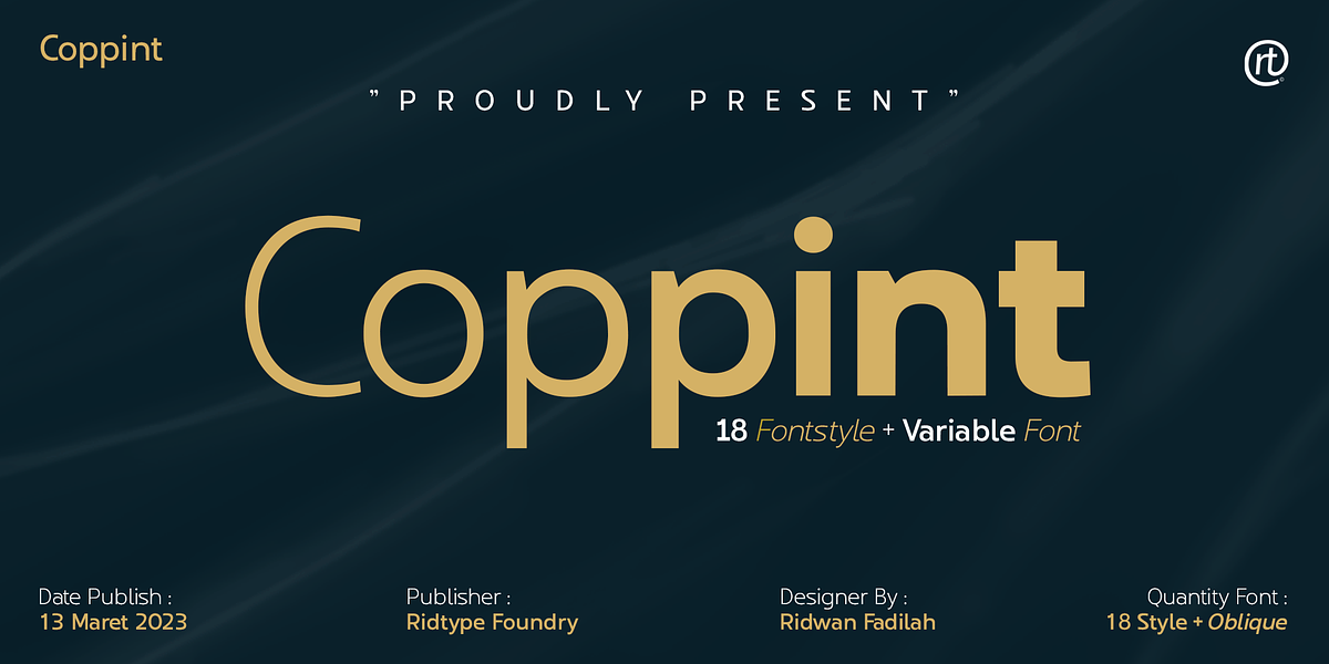 Coppint, a Sans Serif Font by Ridtype Foundry (Photo 2 of 12)