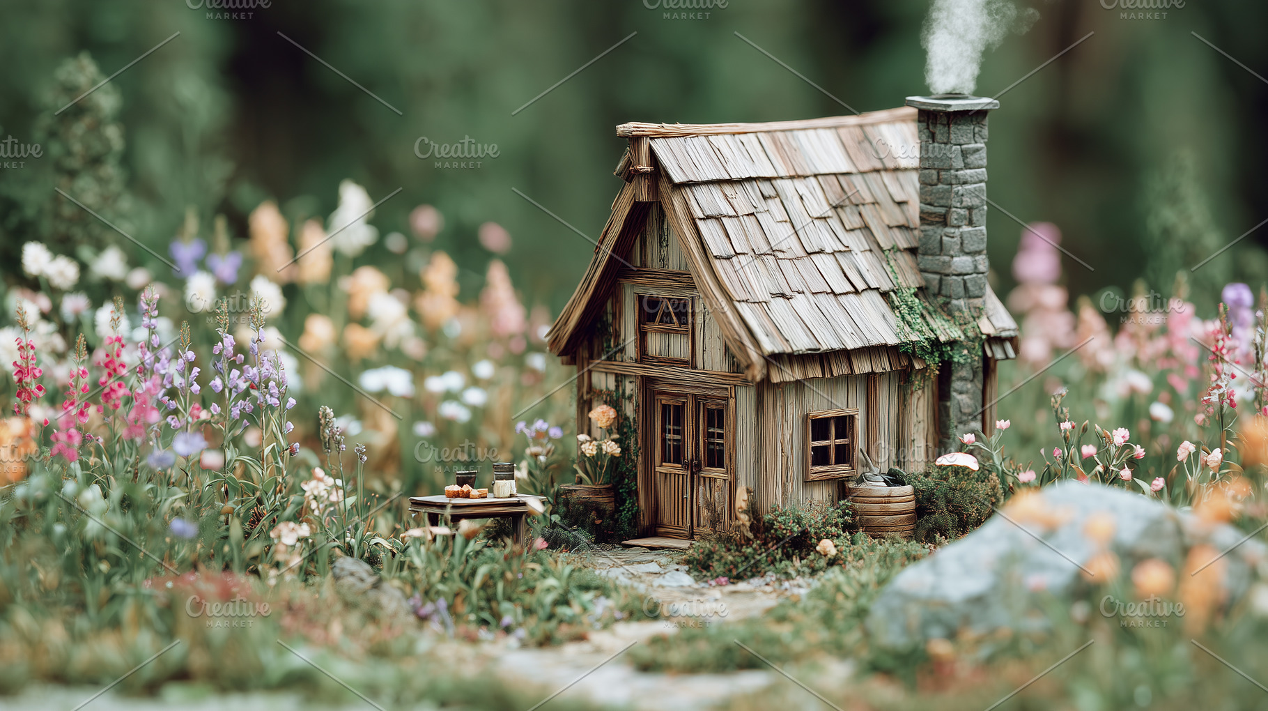 Charming tiny wooden cottage among, an Architecture Photo by MistyDay