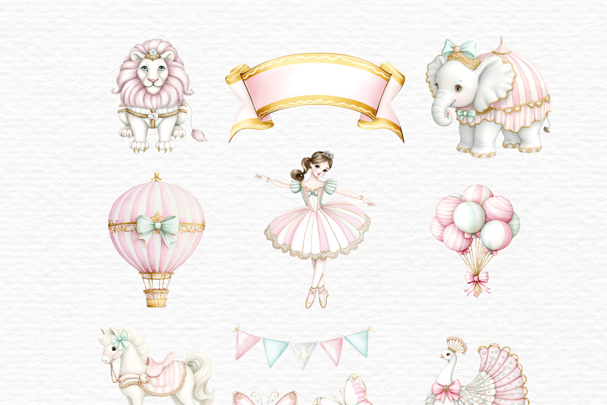 Carousel watercolor horses clipart, a Decorative Illustration by Invite to Clipart (Photo 4 of 6)