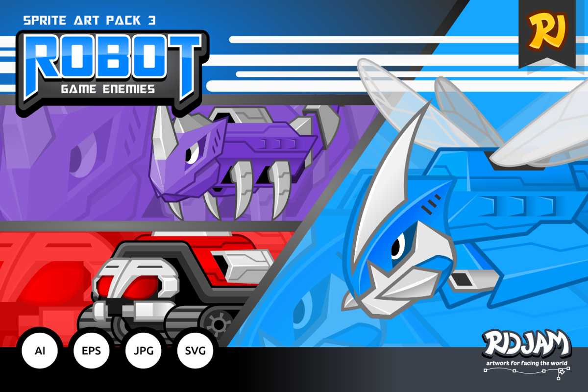 Robot Game Enemies Sprite Art Pack 3, a Graphic by ridjam (Photo 1 of 4)