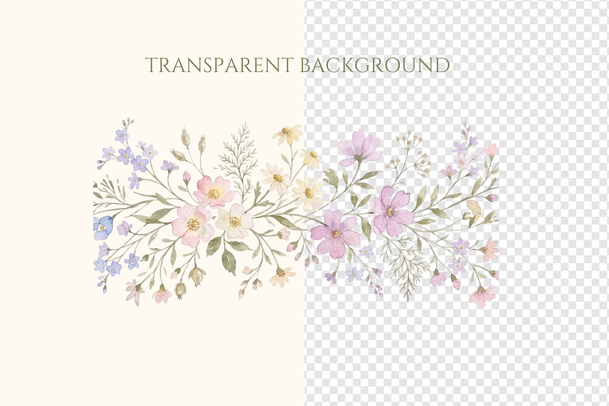 Wildflower Watercolor PNG Bundle, a Decorative Illustration by Arslan (Photo 12 of 16)