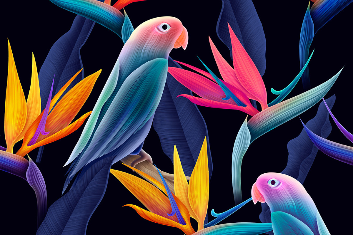 Seamless patterns with cute parrots, a Pattern Graphic by Luxury Fashion Prints (Photo 2 of 2)