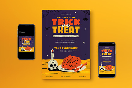 Trick or Treat Event Flyer Set, a Flyer Template by graphicook