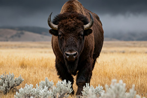 Powerful American Bison in Prairie, an Animal Photo by Virgo Studio