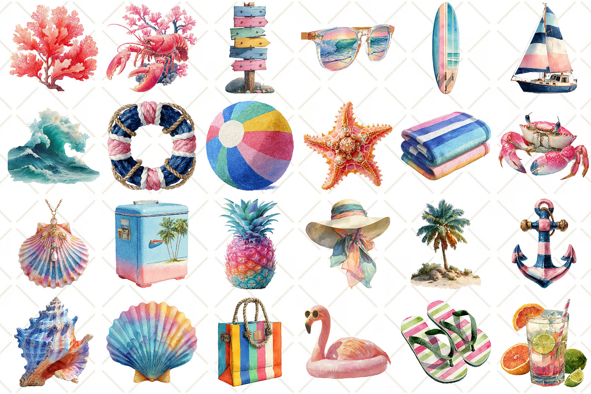 Preppy Summer Beach Png Sublimation, an Illustration by Black Bird Studio (Photo 2 of 5)