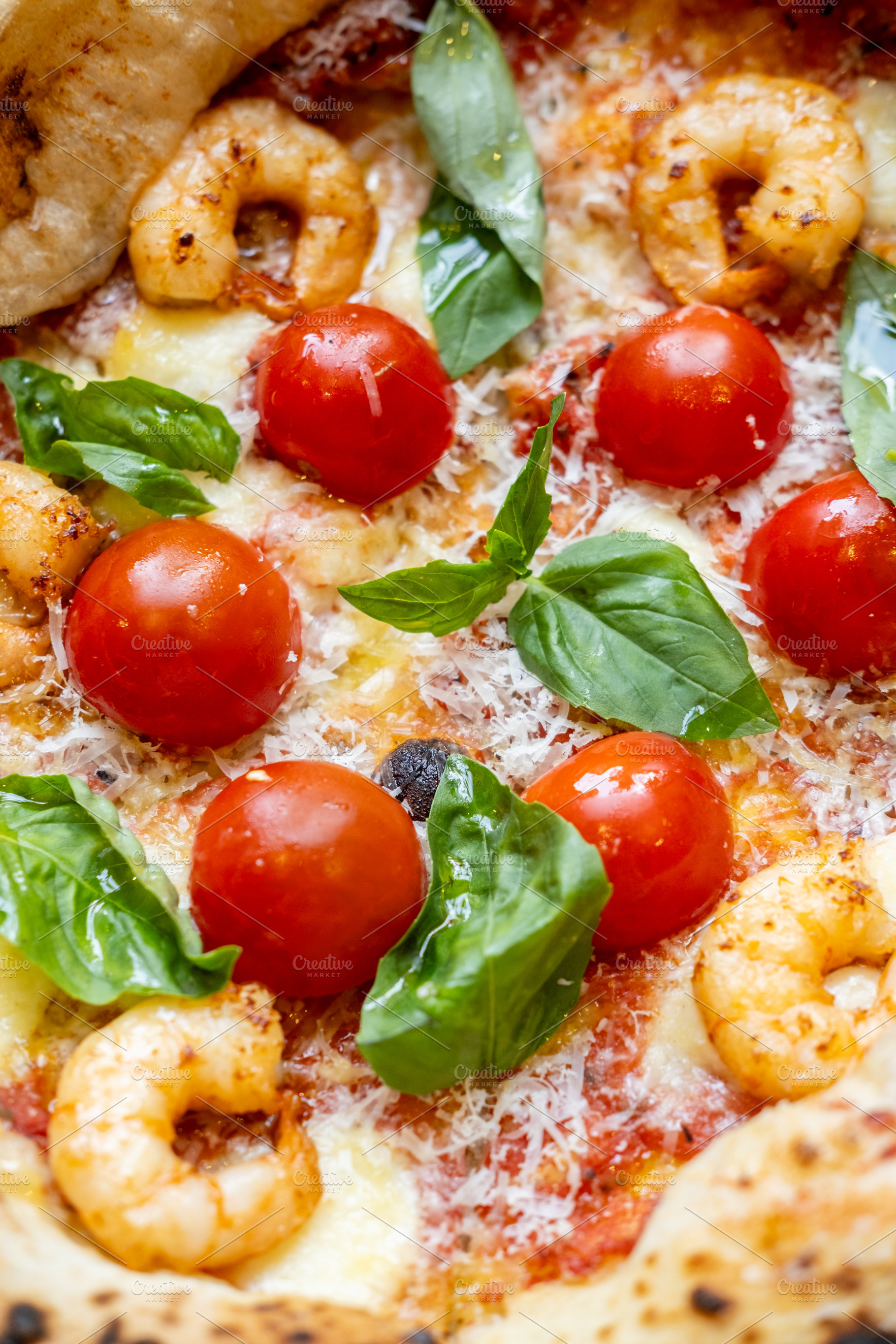 Vegetarian pizza traditional italian food tomatoes, a Food & Drink Photo by Photo Drive Studio