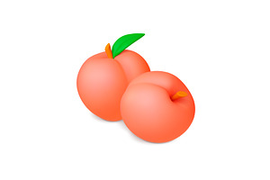 Peach 3d icon. Fresh peaches, a Food Illustration by Valerie Bodnar