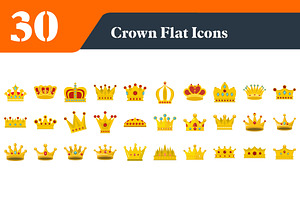Crown Flat Icons Bundle,, a Solid Icon by EllaMaiyaali