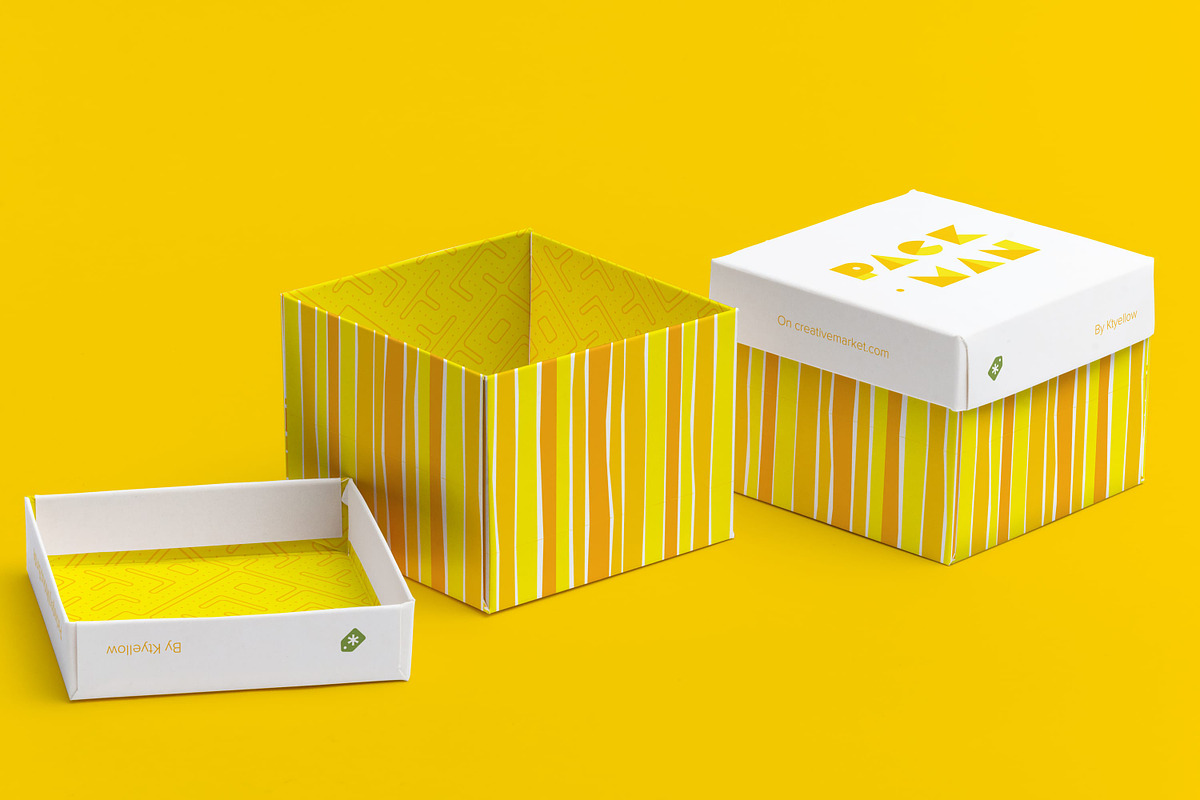 Cube Gift Box Mockup 02, a Packaging Mockup by Ktyellow (Photo 3 of 3)
