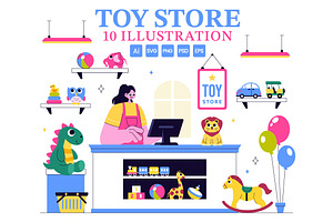 10 Toy Store Vector Illustration, an Object Illustration by denayunebgt