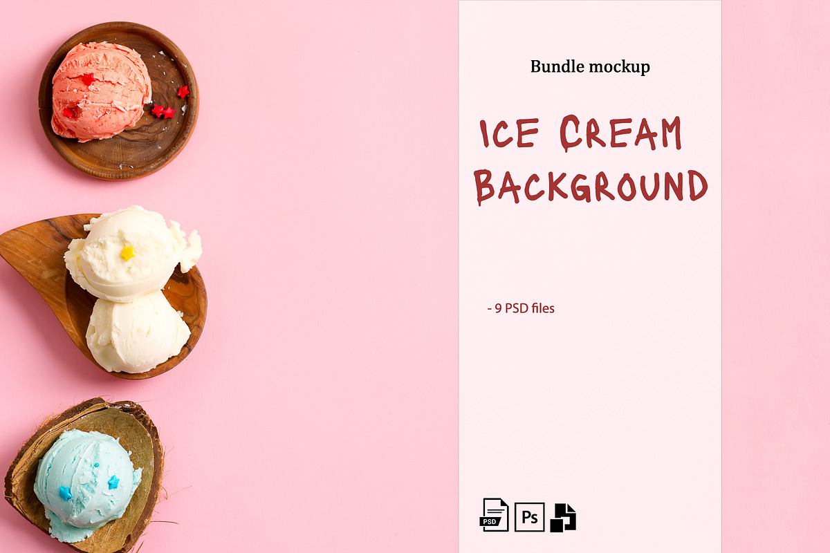 Ice Cream Background, a Cups & Container Mockup by YuMyart (Photo 1 of 6)