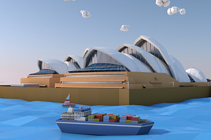 Low Poly Sydney Opera House Landmar