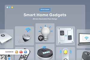 Modern Smart Home 3D Icons, a Technology Illustration by twinstd