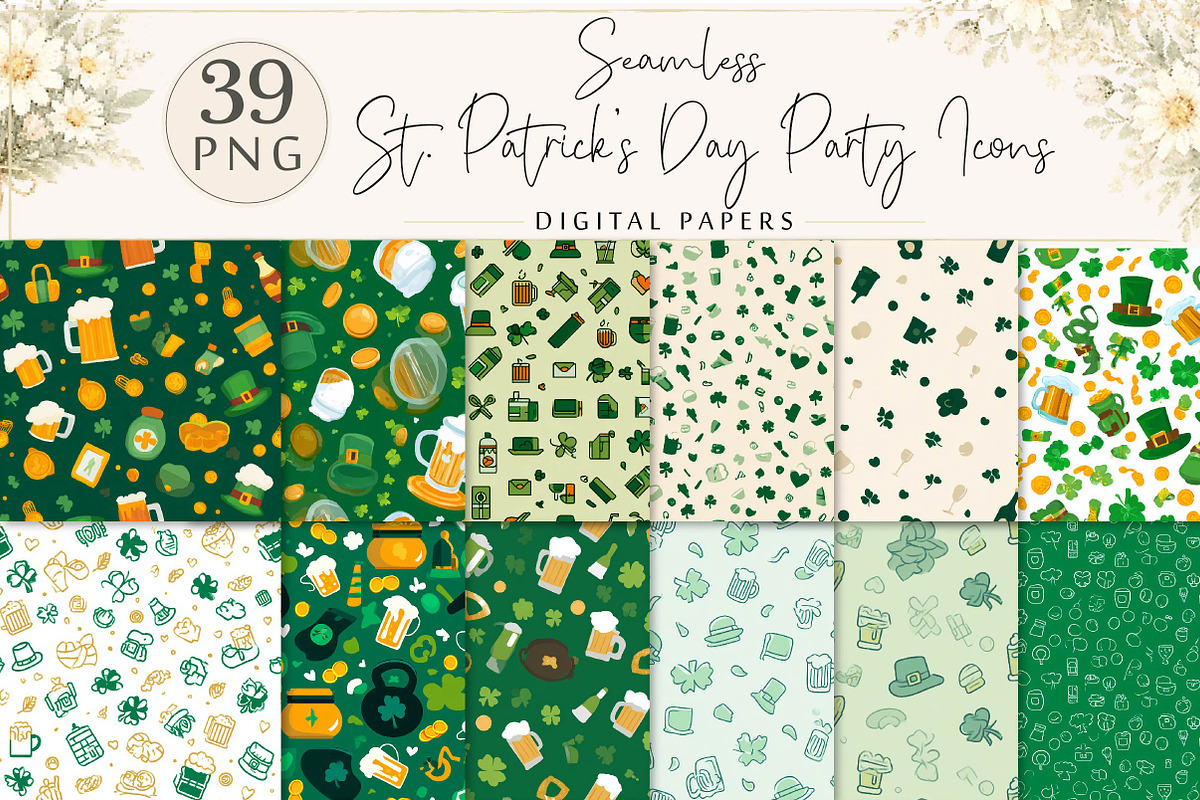St. Patrick’s Day Party Icons Patter, a Texture Illustration by DreamPrint404 (Photo 1 of 8)