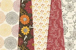 Vector Autumn Floral Digital Paper