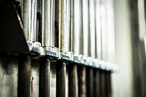 Rack Of Barbells At A Crossfit Gym