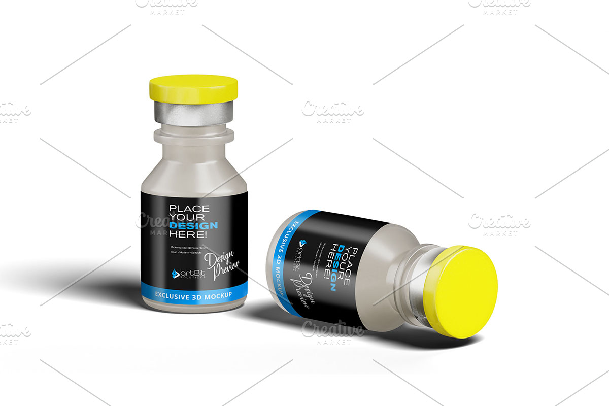 Ebola Vaccine Bottle 3D PSD Set, a Packaging Mockup by artBit Design Studio (Photo 3 of 6)