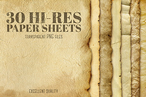30 Paper sheets in PNG