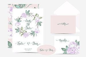 Wedding Invitation  watercolor set, an Invitation Template by Natikka Art