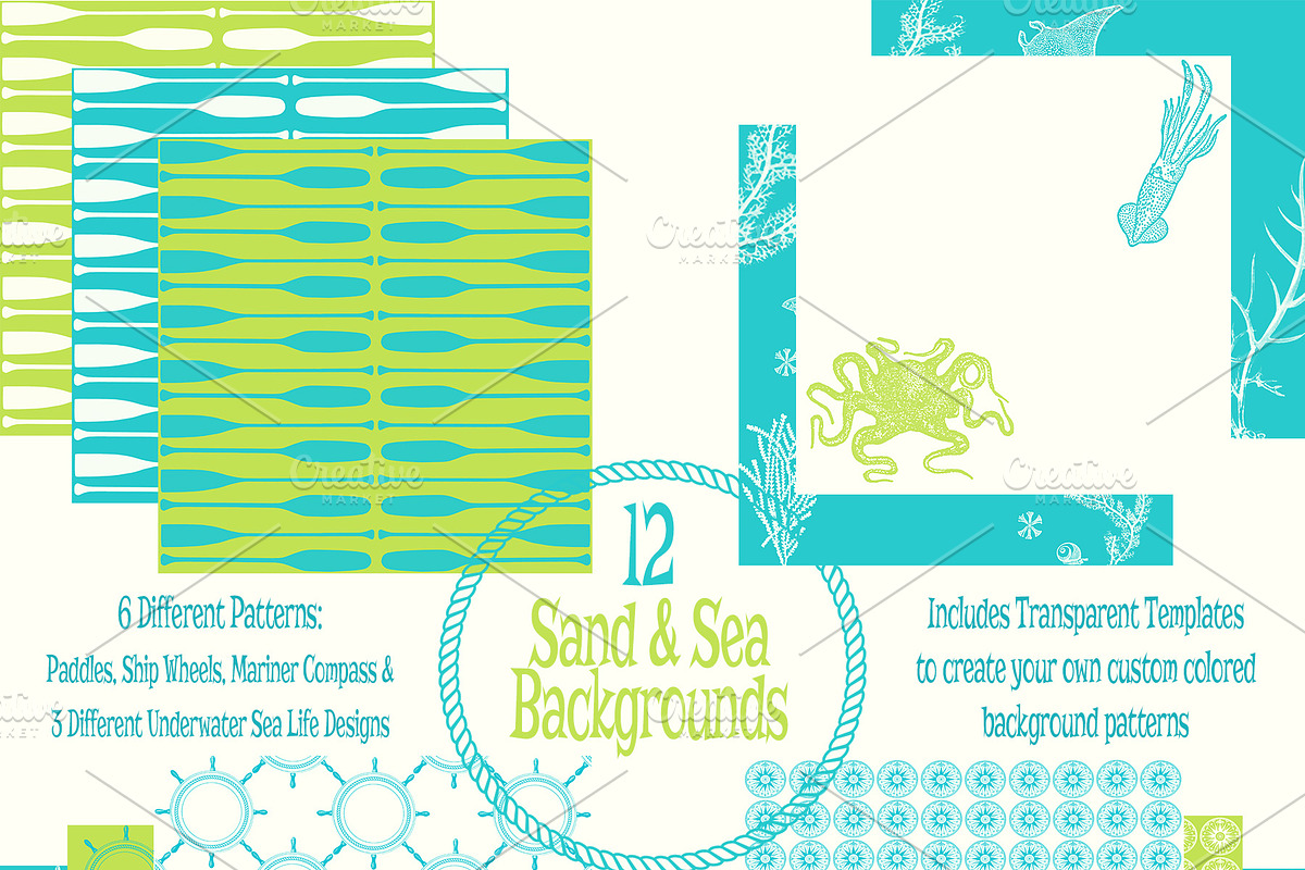 Sand & Sea Brush Clipart & Patterns preview 2