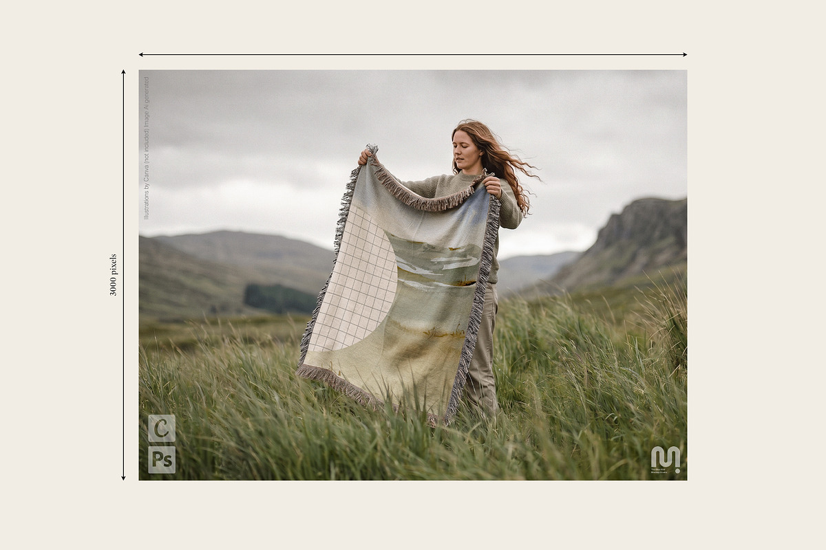 Woven Blanket Mockup, a Household Mockup by The Blue Bird (Photo 9 of 9)