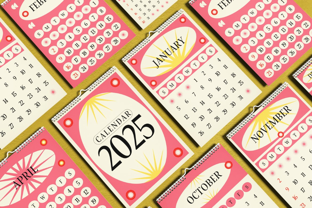Pink Vintage Aesthetic Calendar 2025, a Print Template by graphicook (Photo 3 of 3)