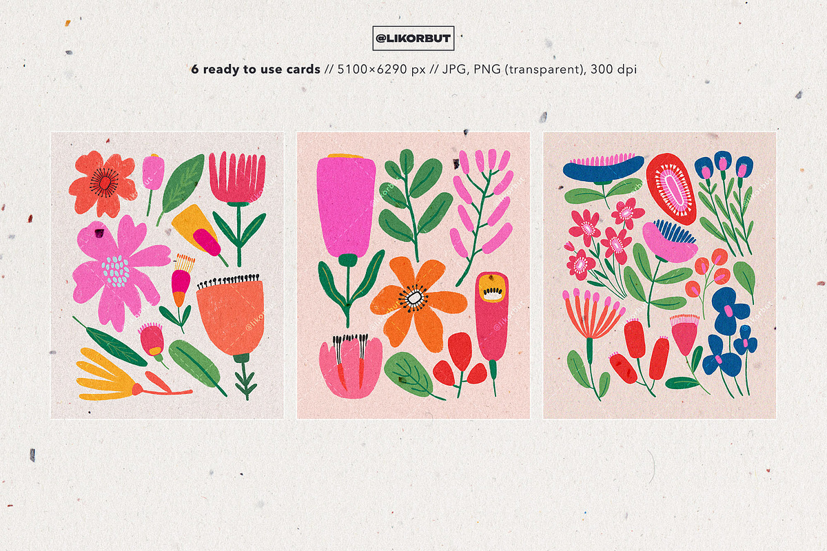 Abstract Flower Market Illustrations, a Decorative Illustration by likorbut