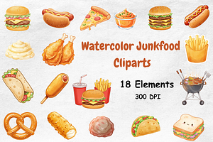 Watercolor Junkfood Clipart, a Food Illustration by BerryPieArt