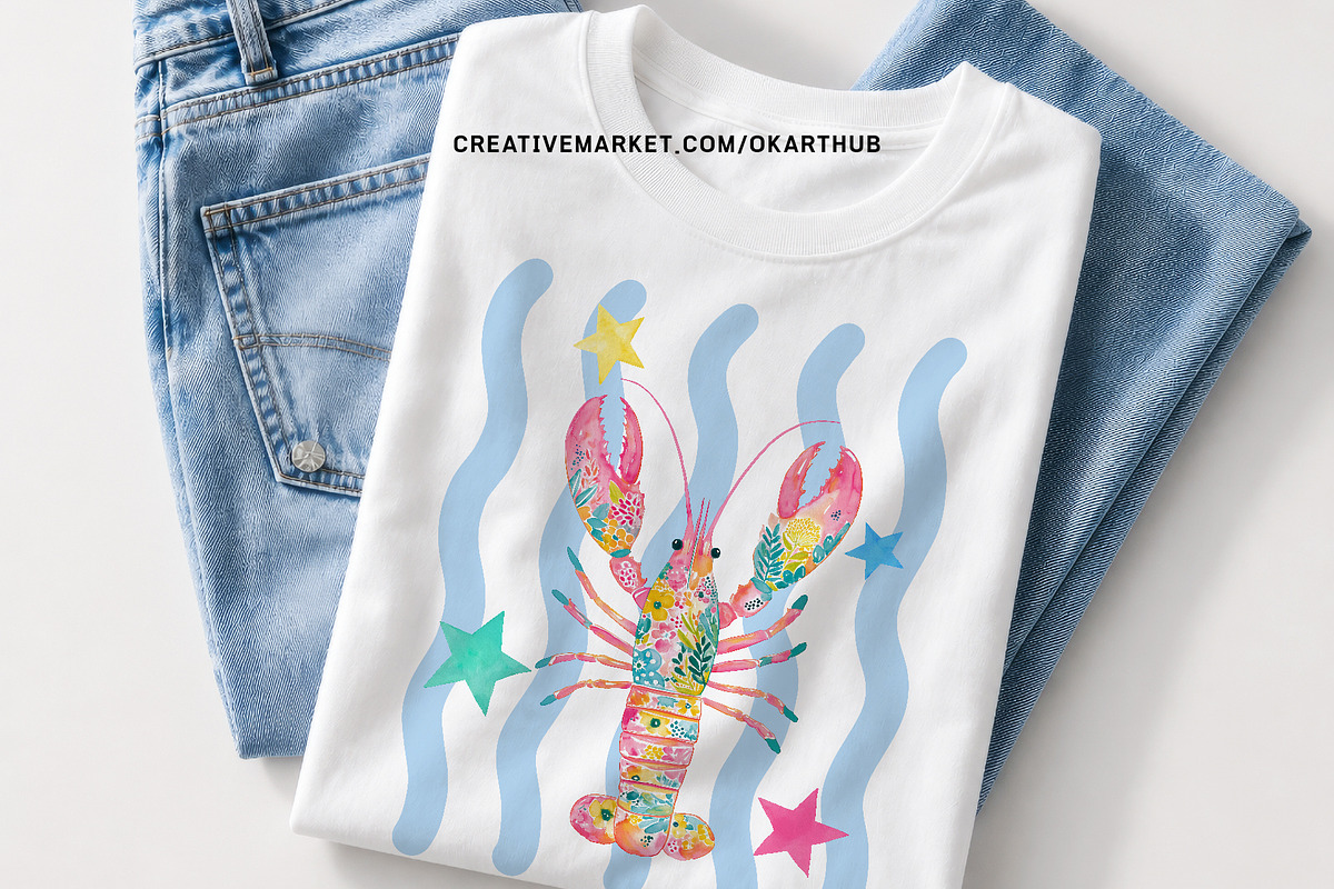 Preppy Coastal Sea Life Clipart, a Decorative Illustration by OKArtHub (Photo 2 of 8)