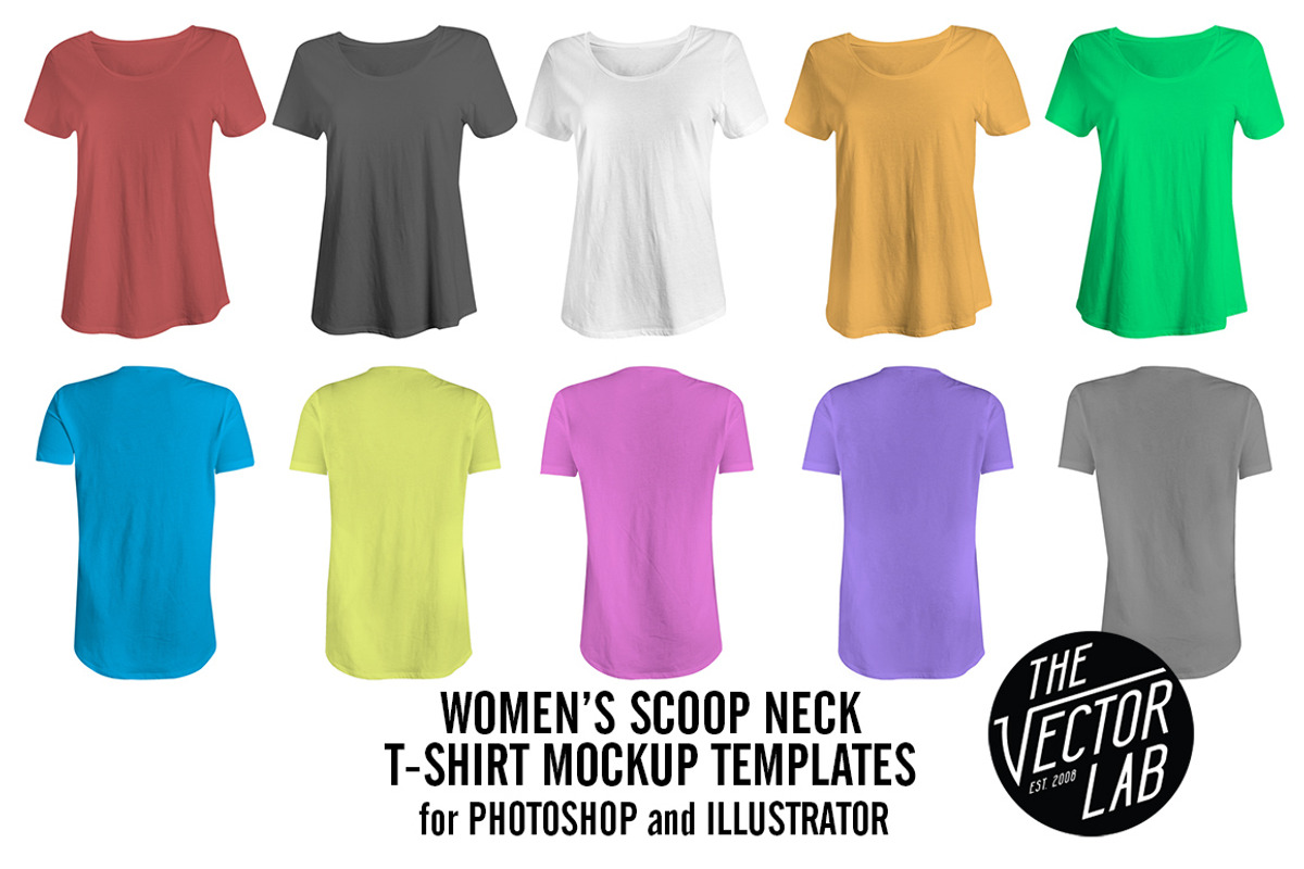 Women's Scoop Neck Mockup Templates, a Shirt Mockup by TheVectorLab (Photo 3 of 3)