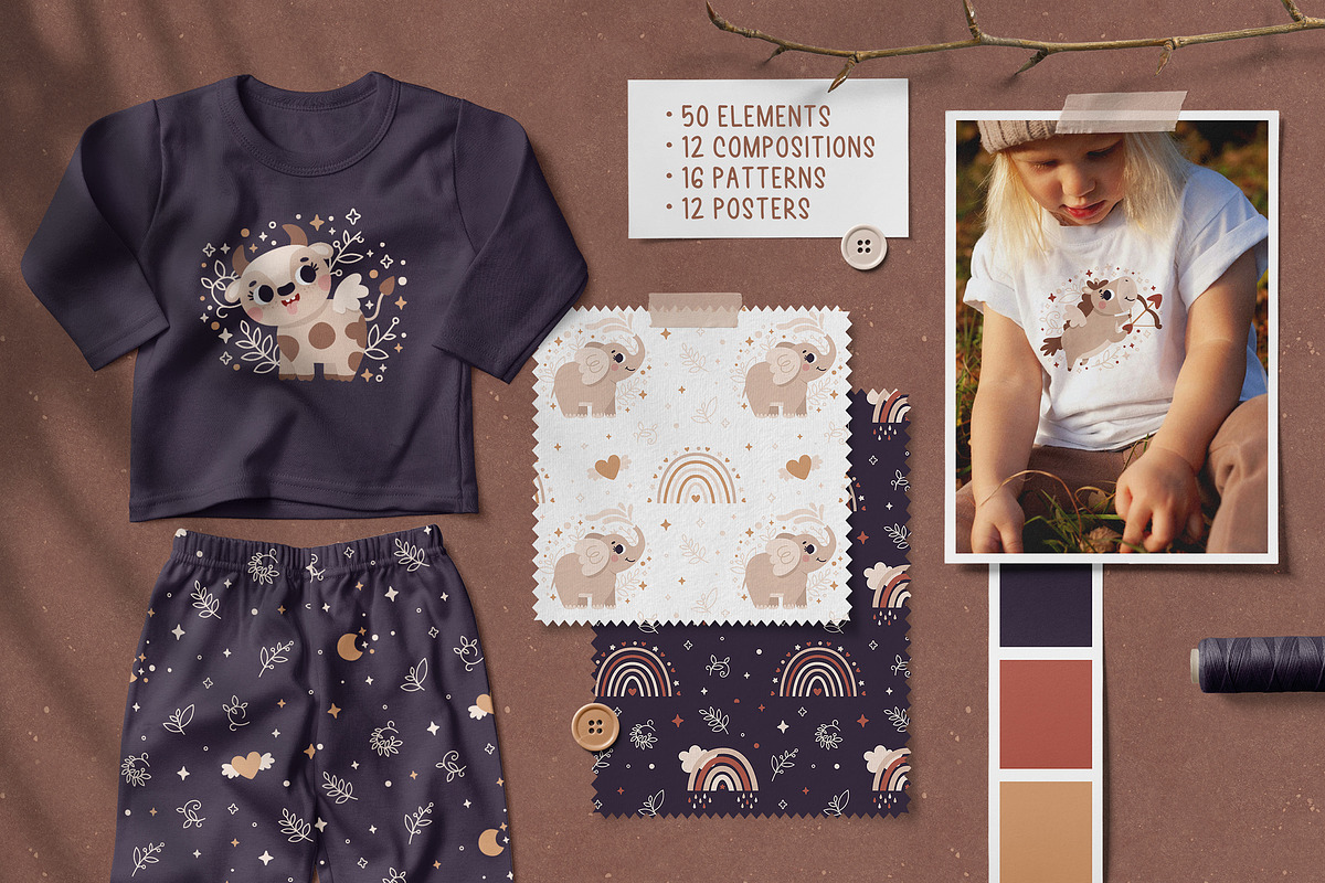 Baby Zodiac Signs, Clipart, Patterns, an Animal Illustration by Ejevyaka (Photo 2 of 12)