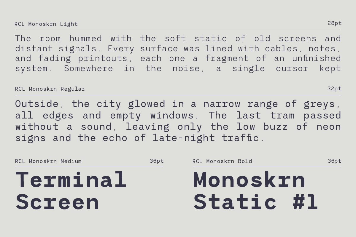 RCL Monoskrn – A Modern Monospaced, a Sans Serif Font by roomspace creative lab (Photo 2 of 15)