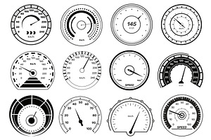 Auto speedometer icons. Black car, a Transportation Illustration by YummyBuum