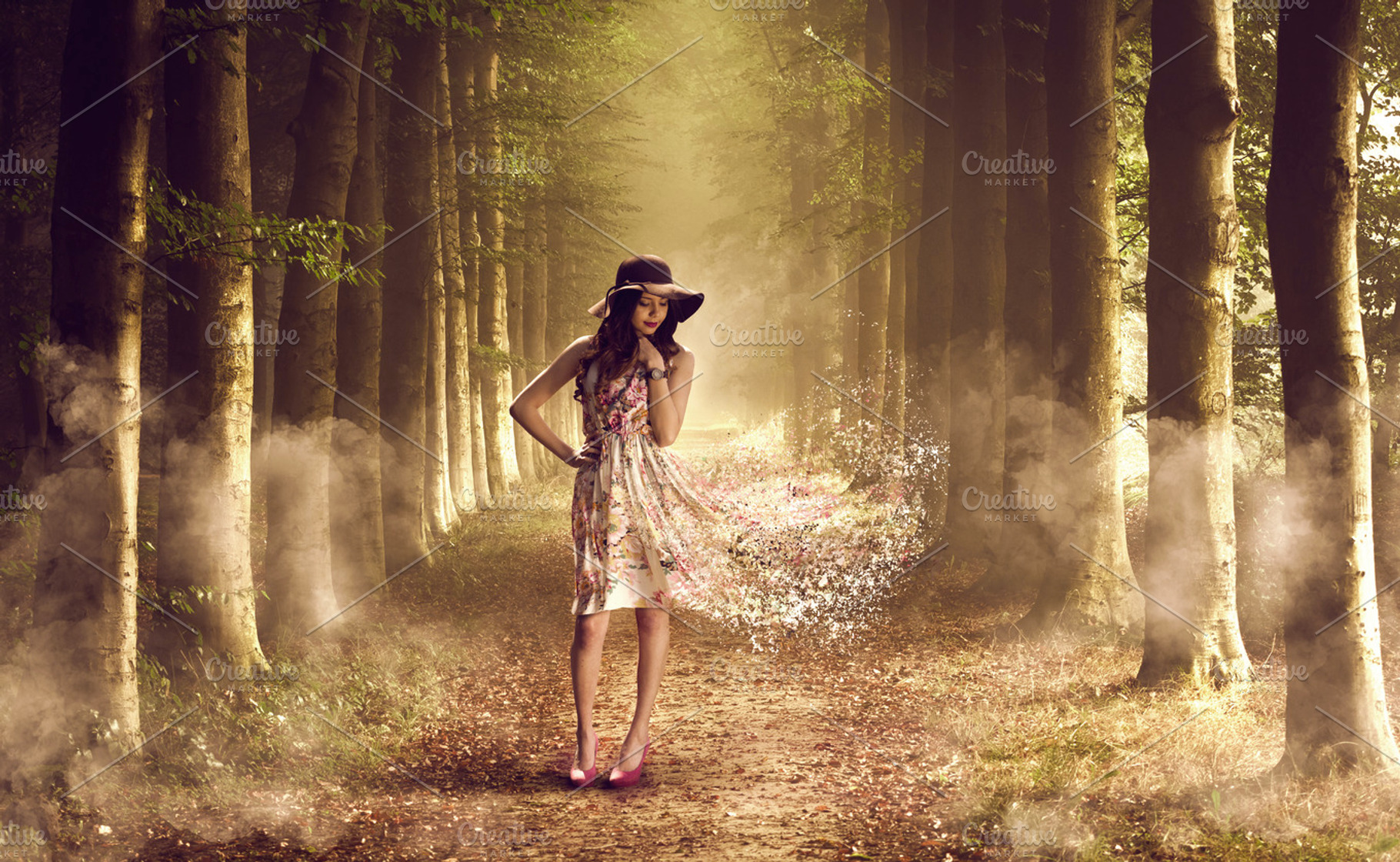 Woman with Dress Alone in the Woods, a Beauty & Fashion Photo by DESIGN HQ