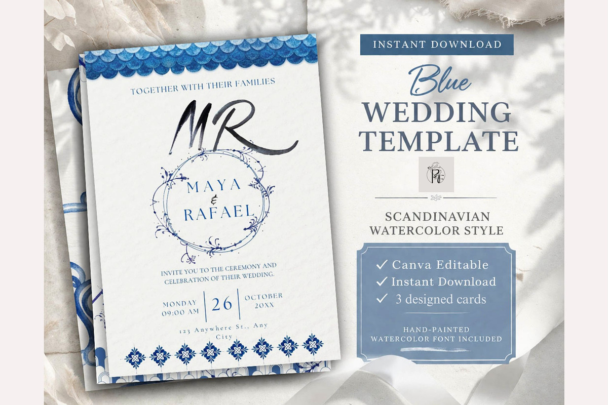 Blue Scandinavian Template Bundle, a Stationery Template by Alisa Mikibith Art (Photo 11 of 19)