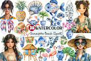 Tropical Chinoiserie Beach Clipart, an Illustration by Rose Art (Thumbnail 1 of 4)