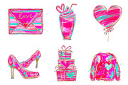 watercolor valentine day clipart, an Illustration by CreationArt (Thumbnail 7 of 7)