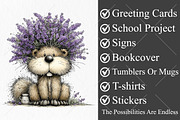 Whimsical Cute Lavender Animals PNG, a Seasonal Illustration by Canvas Craft (Thumbnail 3 of 10)