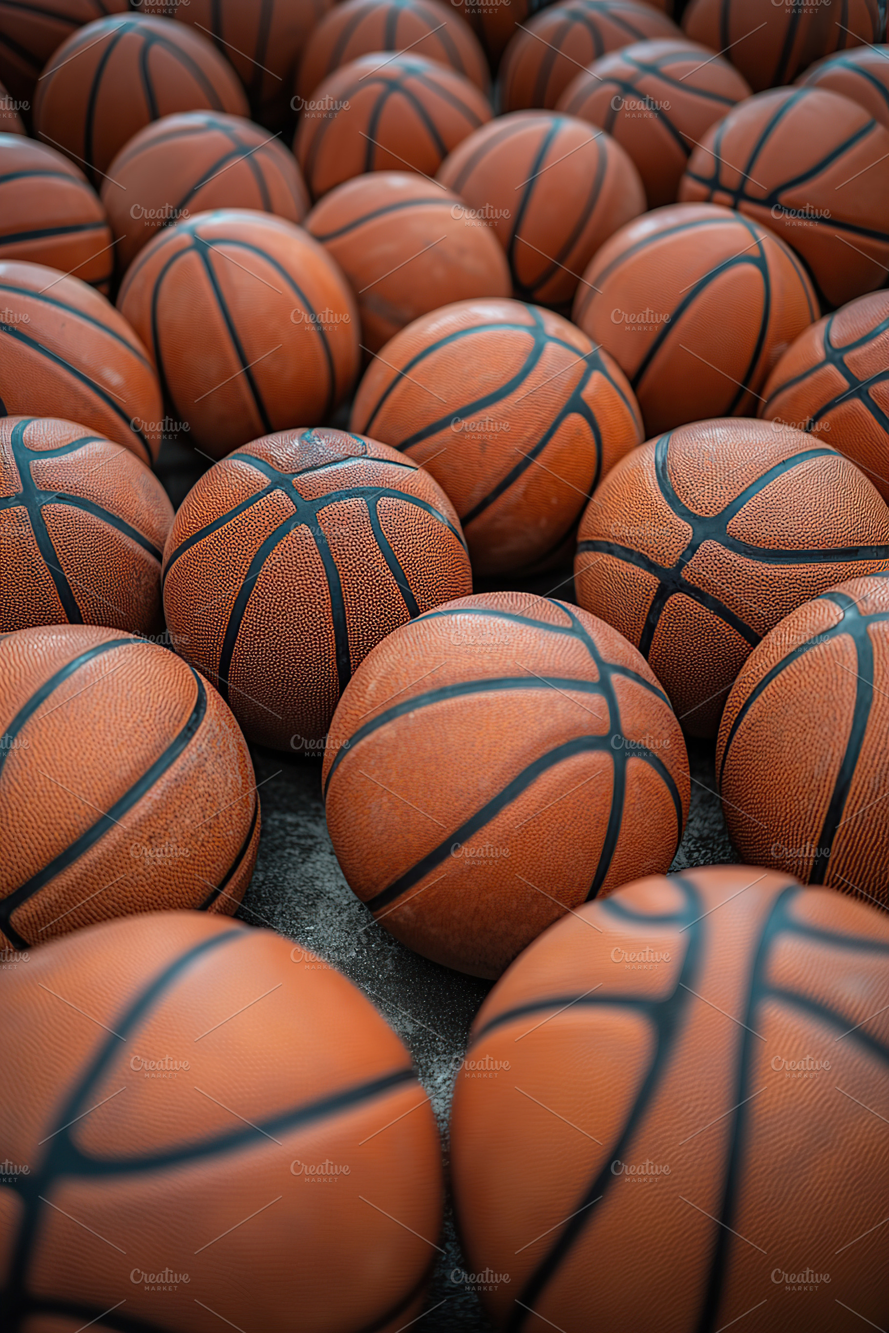 Basketballs arranged in a sports facility for practice and train, a Sports & Recreation Photo by AlyaAnd