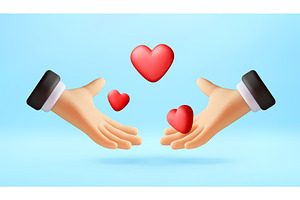 3D Two hands holding floating red, an Object Illustration by Abscent