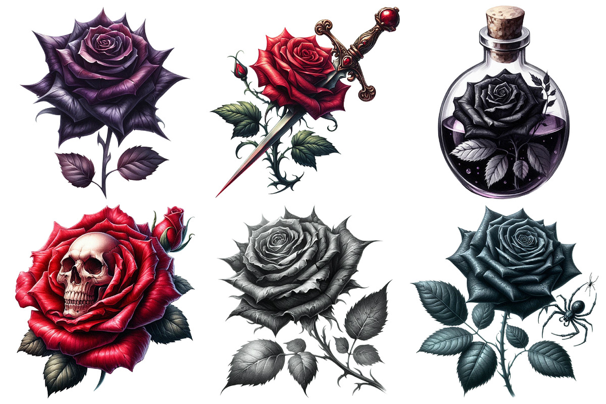 Gothic Roses Clipart Bundle, a Seasonal Illustration by Pixels.Craft (Photo 3 of 7)