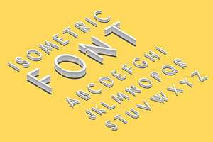 Isometric font alphabet with shadow