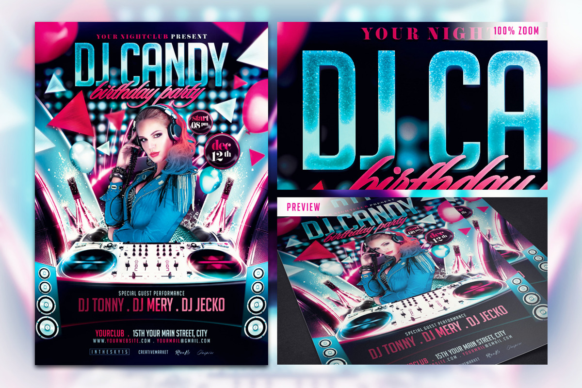 DJ Birthday Flyer Template, a Flyer Template by InTheSky15 (Photo 5 of 5)