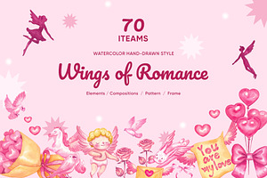Wings of Romance Watercolor, a Seasonal Illustration by CreativeValuation