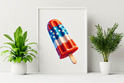 Watercolor Patriotic Popsicle Clipar, an Illustration by SVGArt (Thumbnail 4 of 8)