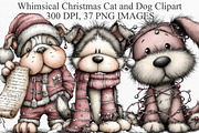 Christmas Cat and Dog Clipart, an Illustration by Canvas Craft (Thumbnail 1 of 6)